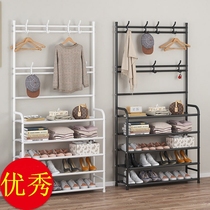 Simple coat rack shoe rack Integrated Household living room multifunctional hanger floor rack Hall hanger