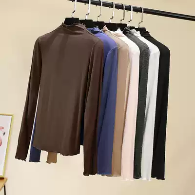 Modal semi-high neck fungus neck bottoming shirt women's long-sleeved T-shirt 2020 Western style slim inner thin top