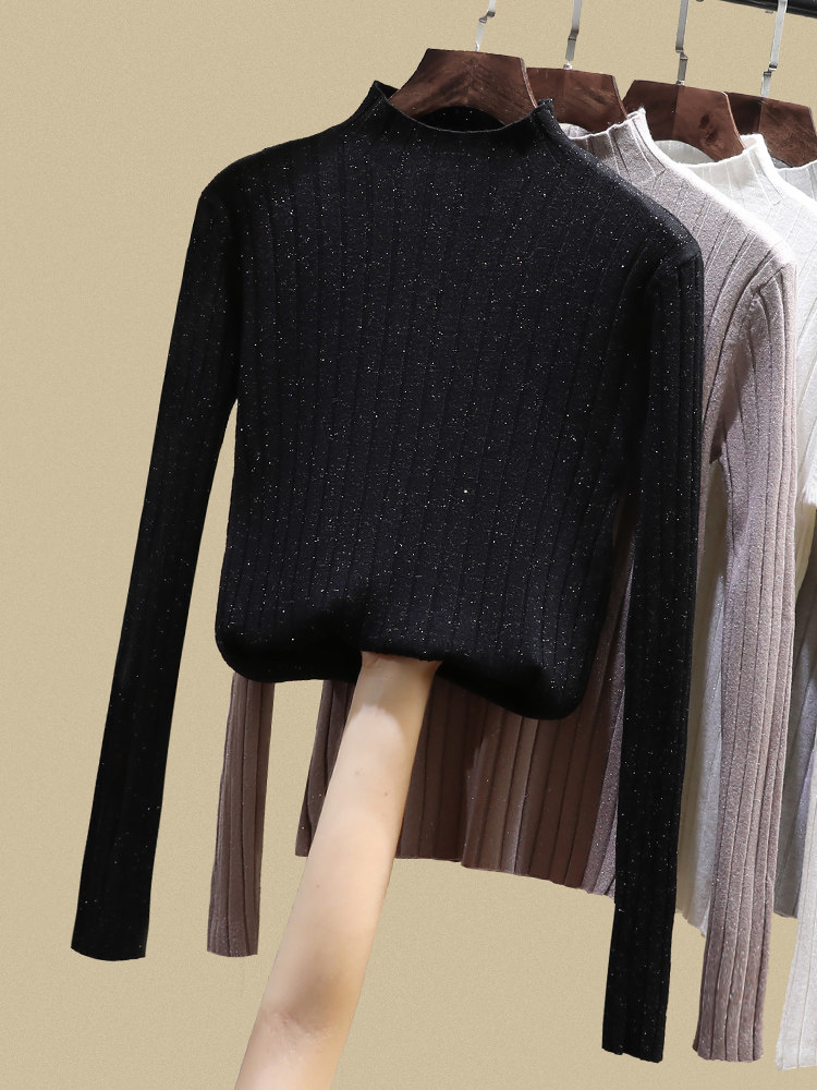 Semi-turtleneck knitted base sweater women's sweater thickened autumn and winter 2020 new wild slim long-sleeved top