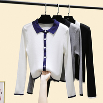 Polo shirt lapel knitwear women Autumn 2020 new thin long sleeve T-shirt Paul sweater wear top