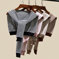Knitted striped shawl style womens autumn fashion cloak knot waistcoat woolen clothes shoulder scarf top