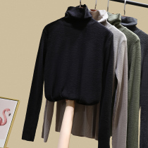 Corduroy high neck base shirt female autumn winter foreign style interior long sleeve T-shirt 2020 new versatile pile neck top