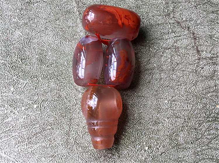 DIY аксессуары 四川凉山九口南红冰飘桶珠顶珠三通.平安扣小玲铛。套装