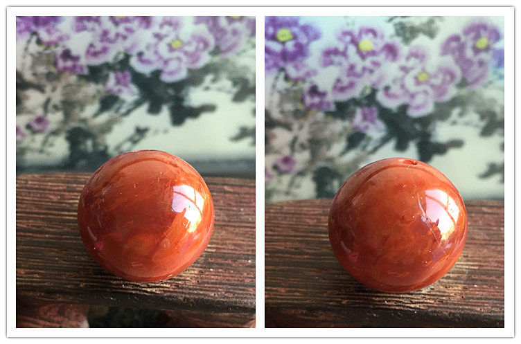 DIY аксессуары 天然川料南红玛瑙柿子红19mm 大圆珠 火焰纹配珠散珠diy