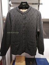 European Golden Fox 263803 mens round neck diamond check lamb velvet fattened and thickened middle-aged and elderly cardigan cotton coat
