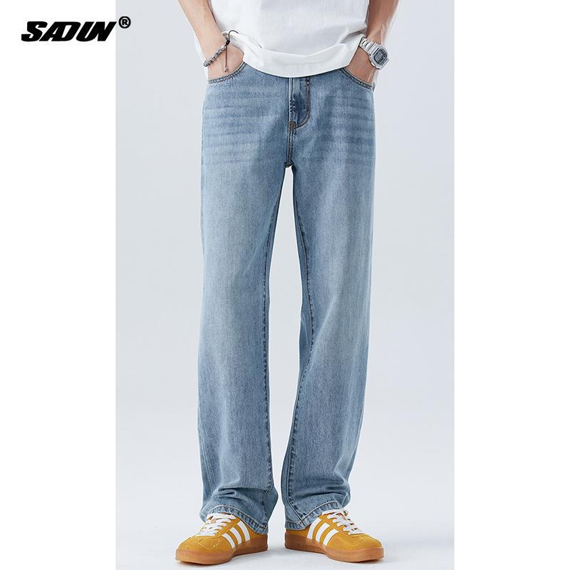 Saidun Spring Lyocell Ultra-Soft Jeans Men's Loose Straight-Leg 2025 New Style Draped Casual Floor-Length Pants