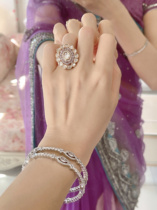 (Light light purple) Everyday elegant style Indian style high quality single purple bead open ring