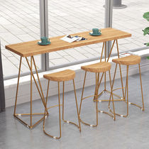 Polydegree Nordic modern simple solid wood against the wall household Bar coffee milk tea casual bar tall table and chairs