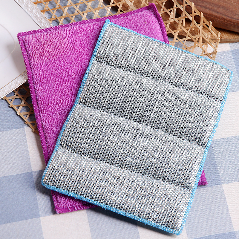 Household fiber cloth absorbs water and does not lose hair thickened kitchen brush pot cleaning dish cloth Wire mesh cleaning towel does not stick oil