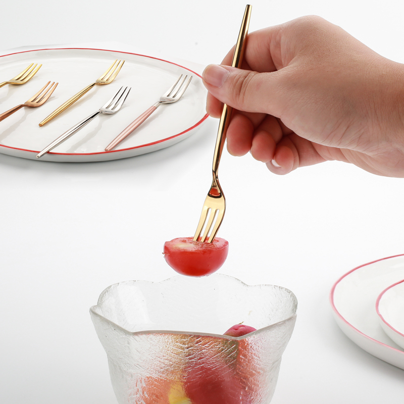 304 stainless steel fruit fork Portuguese small fork three-tooth fork household children's tableware creative fruit sign