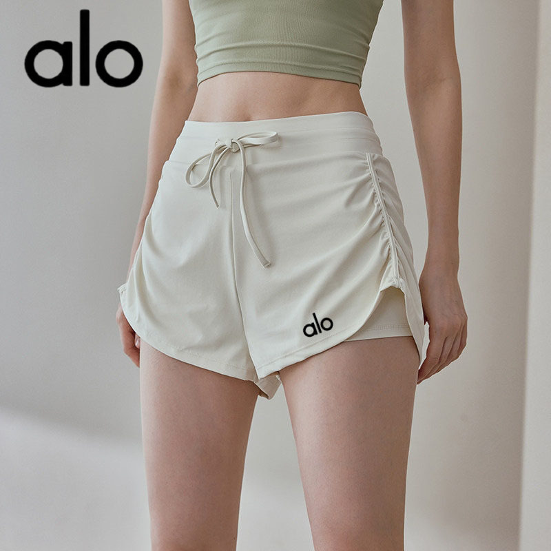 Aio Women's Sports Shorts Anti-Exposure Marathon Running Fitness Training Three-Quarter Shorts Fake Two-Piece Tennis Yoga Pants