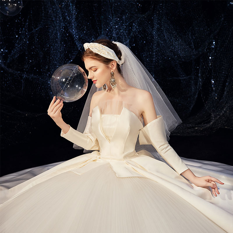 Wedding dress, tube top, starry sky, 2020, fitted, 2021 collection