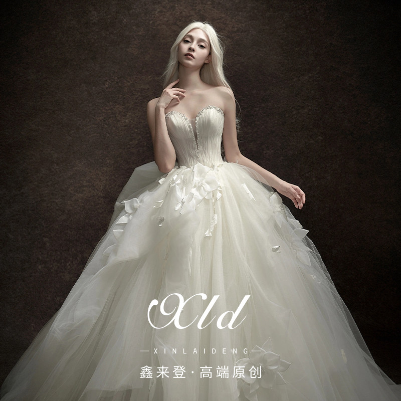 "Qimeng" wedding bride, новинка 2026 года, французский топ-топик, длинный хвост, основная пряжа, мелкая, высококачественная текстура, тонкая