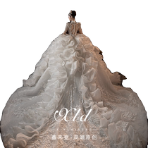 Wind Valley wedding dress bride 2024 new large tail super heavy industry luxury fugitive princess high-end main gauze summer