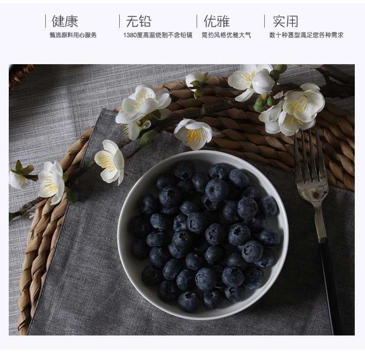 Xương Trung Quốc đĩa sâu đĩa món súp 7 inch sói hộ gia đình risotto tấm tinh khiết trắng tròn bộ đồ ăn gốm Đường Sơn 8 xoáy - Đồ ăn tối bộ bát đĩa đẹp
