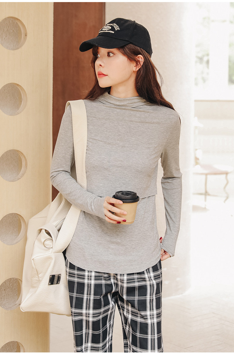 Одежда для отдыха 哺乳衣外出辣妈款可外穿上衣秋季产后喂奶打底衫秋冬月子服孕妇装 M degrees Korea