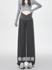 Maternity Pants for Winter, Low-Waisted Casual Banana Pants, Autumn and Winter Fleece-Lined Thickened Wide-Leg Straight Pants for Petite Women