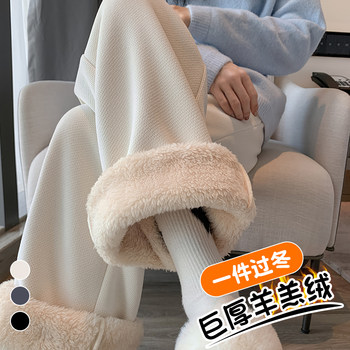 Maternity Pants Winter Lamb Wool Wide-Leg Pants for Pregnancy, Fleece-Lined, Thickened, Warm Cotton Pants, Autumn and Winter Long Pants, Winter Wear