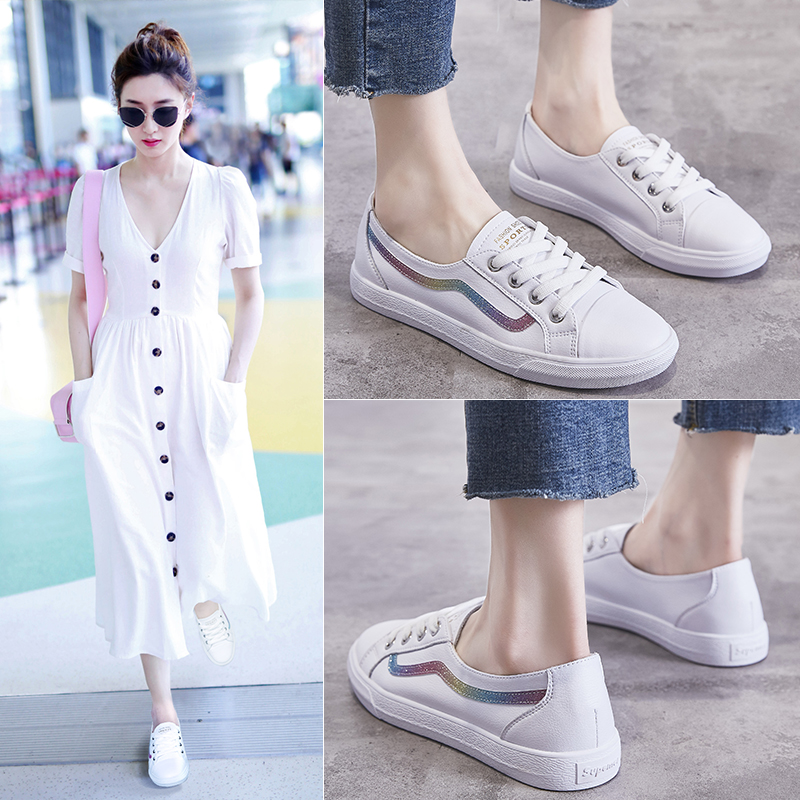 Summer 2021 New thin white shoes women shallow flat flat lazy one pedal single shoe canvas Joker Spring and Autumn