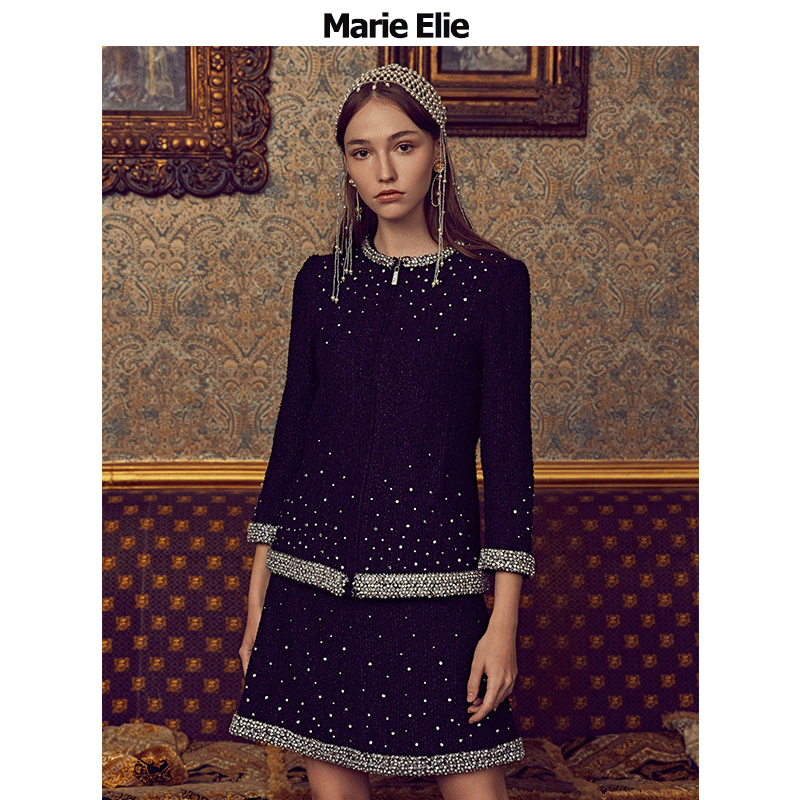 Marie Elie [秋冬经典款小香风百搭银钻繁星外套女 E2933G47010]