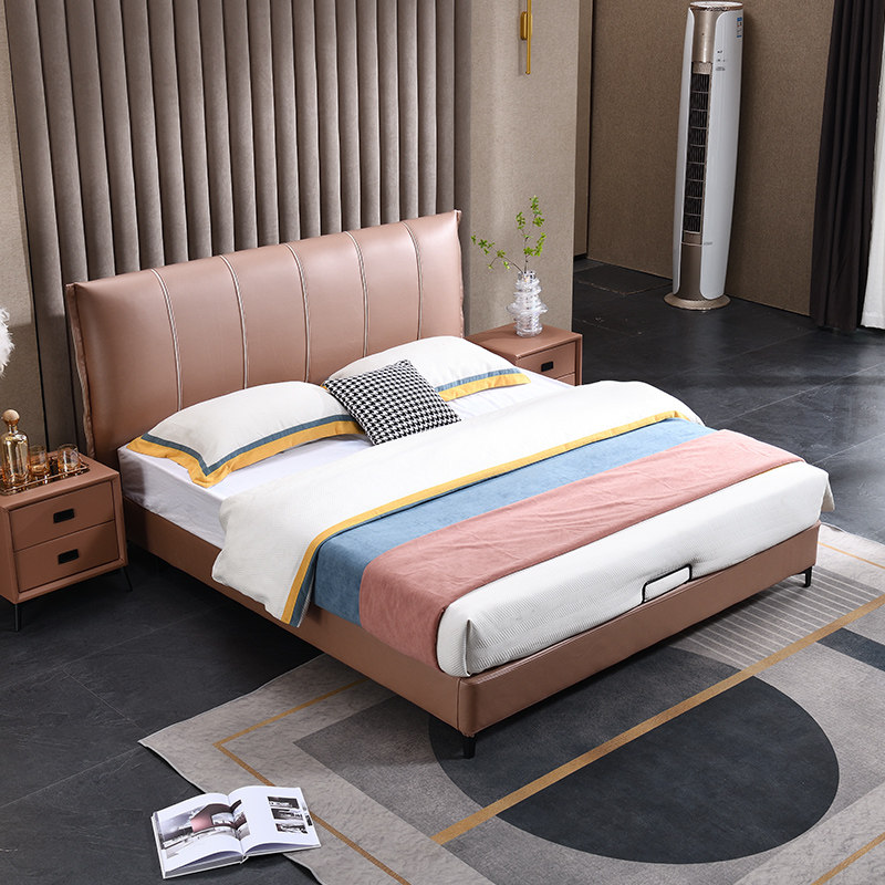 Italian Minimalist Bed Modern Brief About 1 8 m Double Bed Master Bedroom STORAGE WEDDING BED 1 5m LIGHT LAVISH NORDIC GENUINE LEATHER BED
