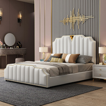 American genuine leather bed 1 8 m double peoples bed modern minimalist light extravagant bedroom with bed 1 5 European style princess bed leather bed