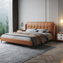 Italian Minimalist Bed Light Extravagant Modern Minima Nordic Soft Foreskin Bed 1 8 m Genuine Leather Bed Double Bed Master Bedroom