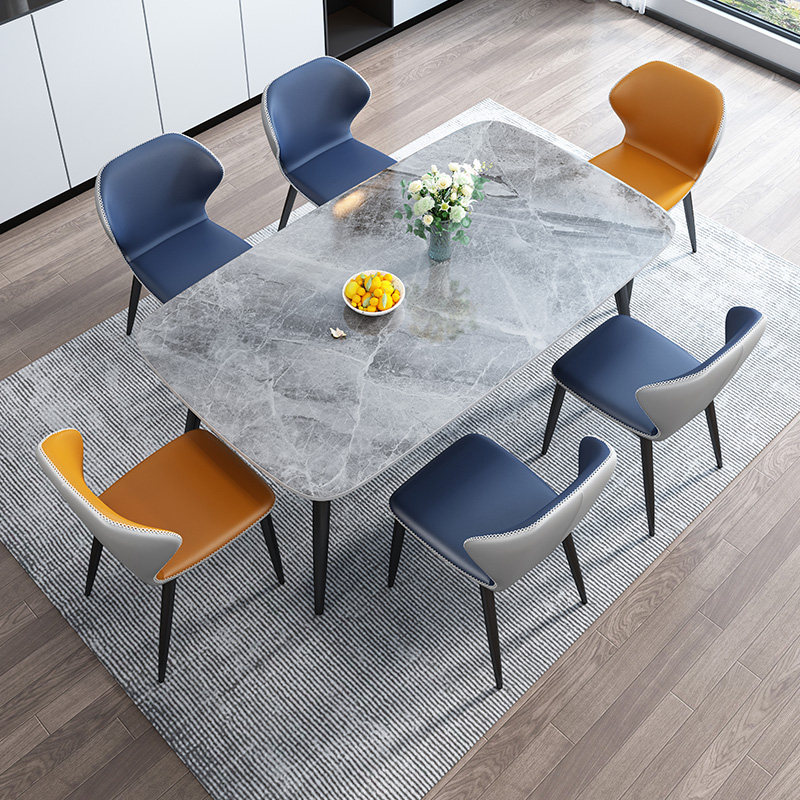Italian minimal rock board table and chair combined modern simple rectangular light luxury table household dining table