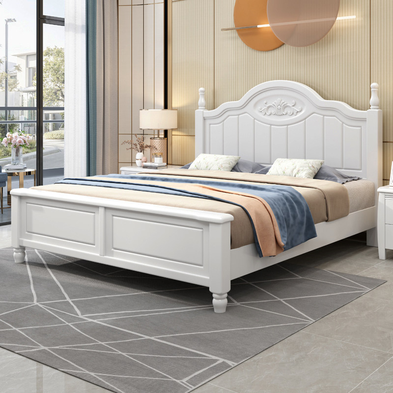 Solid wood bed 1 8 m Double beds Nordic light lavish American countryside 1 5 m single storage high box bed master bedroom