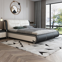 Real leather bed modern minimalist light extravagant bedroom with bed 1 5 m double bed storage bed tatami modern leather art bed