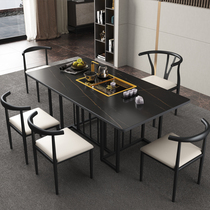 Light Lavish Rockboard Kung Fu Tea Table And Chairs Combined Modern Office Home Balcony Marble Tea Tea Tea Terrace