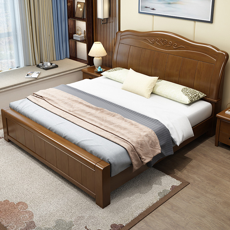 Solid wood bed 1 8 m Double Wedding Bed Master Bed Modern Simplicity Chinese Style 1 5 Single Economy Type Air Pressure Containing Bed