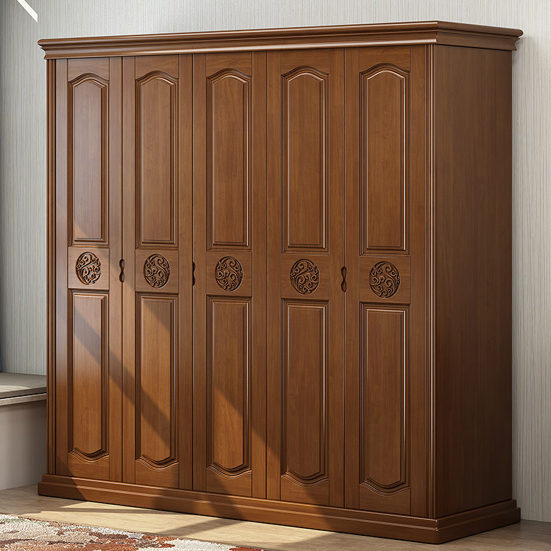 New Chinese solid wood wardrobe 3 45 65 door large closet to door open wardrobe modern minimalist bedroom furniture