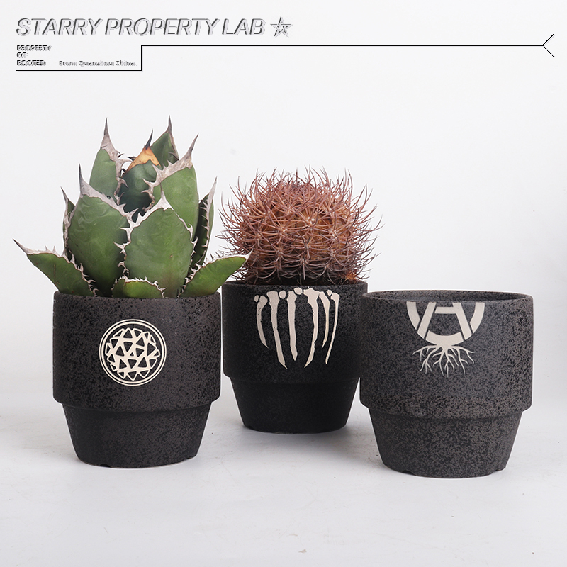 102 Black Obsidian Srl Handmade Ceramic Turtle Shell Dragon Hibiscus Smiling Big Black Ivory Palace Trendy Plant Flower Pot Planting Bowl