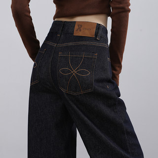 American-Style Dark Blue Wide-Leg Jeans for Women, 2024 Autumn and Winter New Slim-Fit Drapey Narrow Straight-Leg Floor-Length Pants with Drape