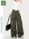 2026 Spring New Casual Cargo Pants Camouflage Straight Pants Hot Girl Style Wide Leg Pants Jeans for Women