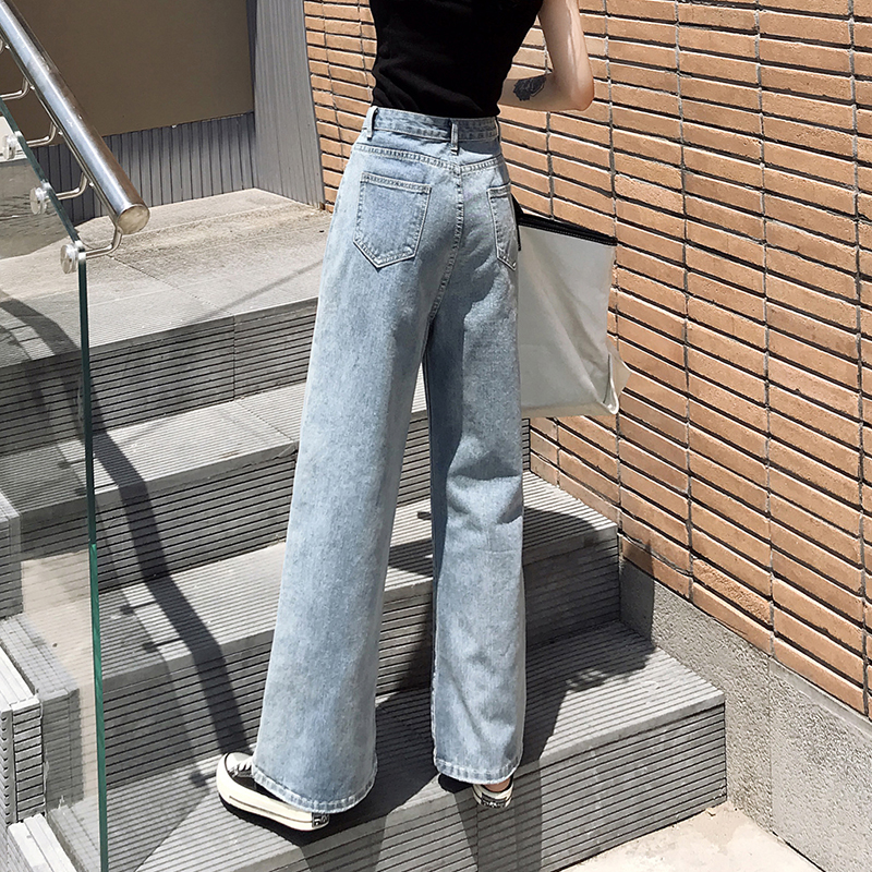 Elegant Jeans Wide Pants Woman Spring Summer Sensation High Waist Loose Cec Display Slim Pendant Sensation Tug Breeze Old Daddy Pants Straight Drum