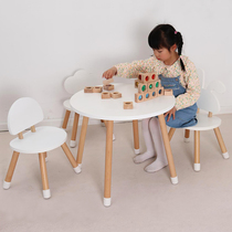 ins baby round table reading wooden desk drawing small stool round kindergarten table and chair children round small table
