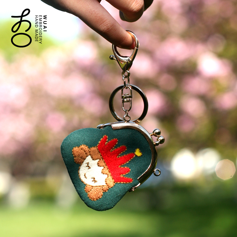Mouth gold bag diy material bag Ancient style coin bag Incense bag Hand embroidery embroidery send boyfriend keychain pendant gift