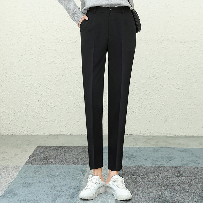 Suite pants female autumn new black professional casual pants vertical tube trousers for nine points