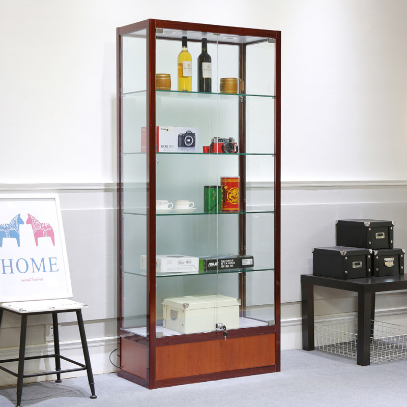 Miao Poetry Beauty Salon Makeup Products Display Cabinet Red Wine Glass Exhibition Cabinet Antique Display Shelf Sample Transparent Cabinet Customized