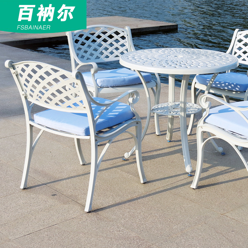 100 Castle Cast Aluminum Outdoor Table And Chairs Euro Style Courtyard Garden Furniture Outdoor Villa Casual Balcony Table And Chairs Five Pieces