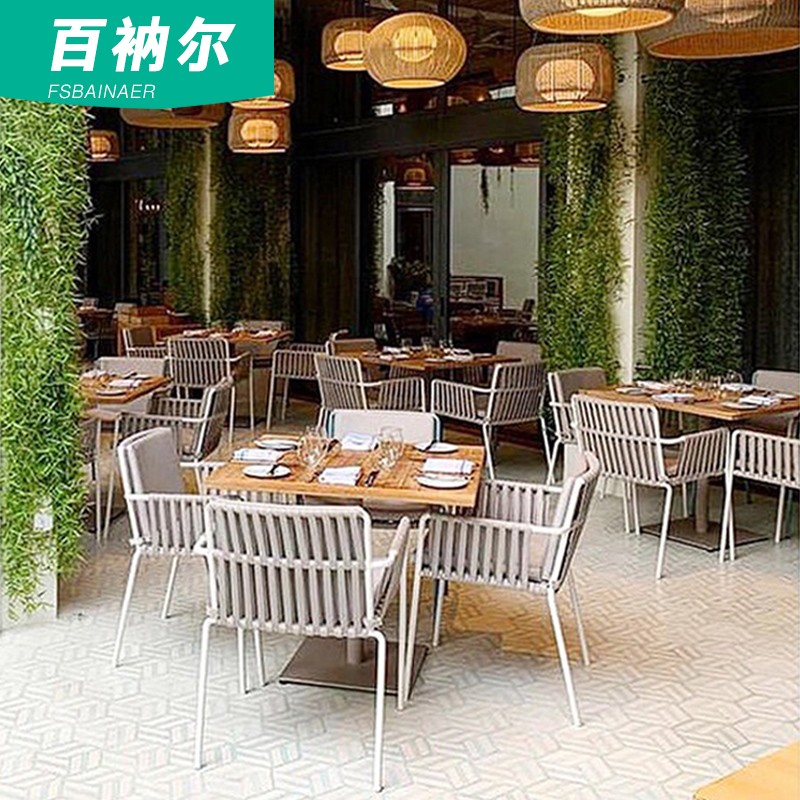 Nordic Outdoor Table And Chairs Rope Choreographic Balcony Table And Chairs Designer Vines Dining Chair Outdoor Patio Open-air Casual Rattan chairs