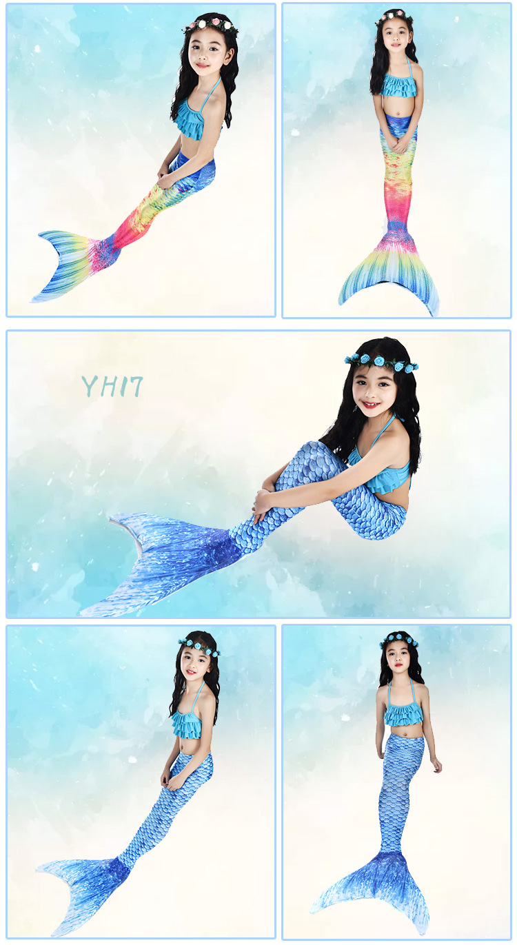 Trẻ em của nàng tiên cá đồ bơi cô gái công chúa quần áo nàng tiên cá đuôi mermaid quần áo cô gái đồ bơi