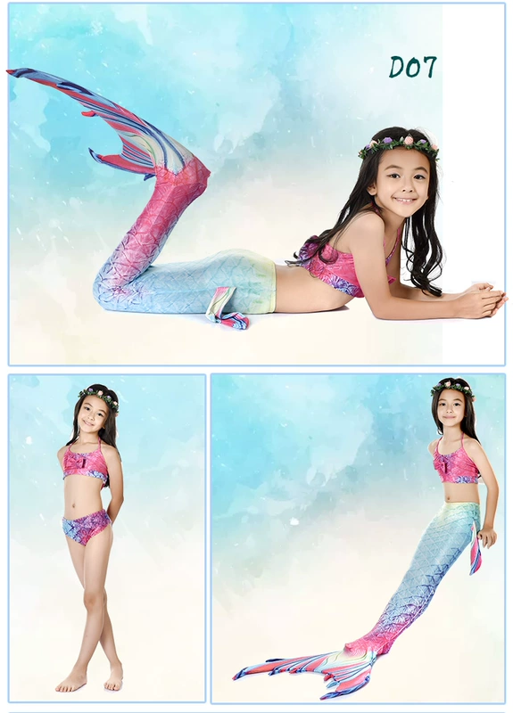 Quần áo bơi cho bé gái Nàng tiên cá Công chúa Nàng tiên cá Đầm bơi Cô gái đi biển Chia bikini