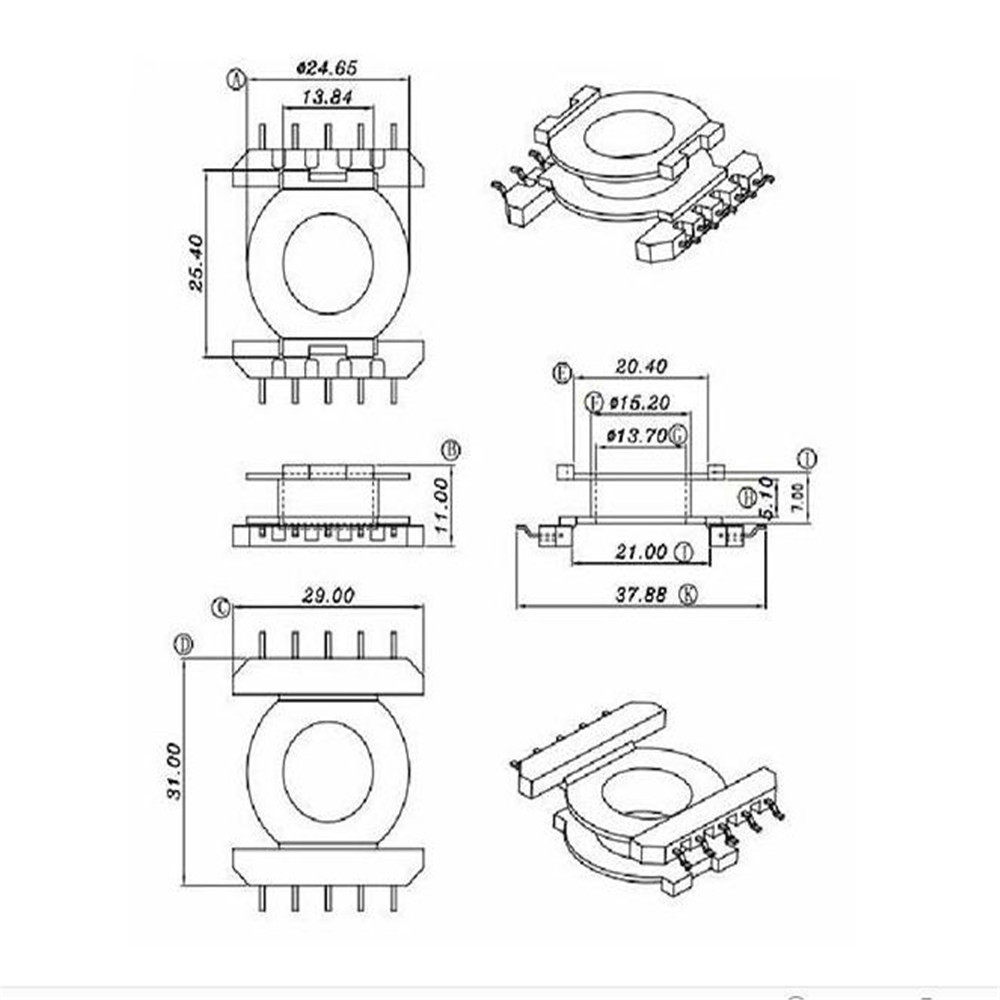 POT3011 transformer ferrite magnetic core patch skeleton single sink vertical 5 5 pin 30,010 cover pack