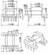 EPC17 transformer skeleton core single slot horizontal 4 6 YTZ-1701 ten sets one pack