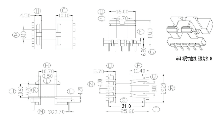 EE22 transformer core core power core electro - frequency skeleton core magnetic core 5 4 set one pack