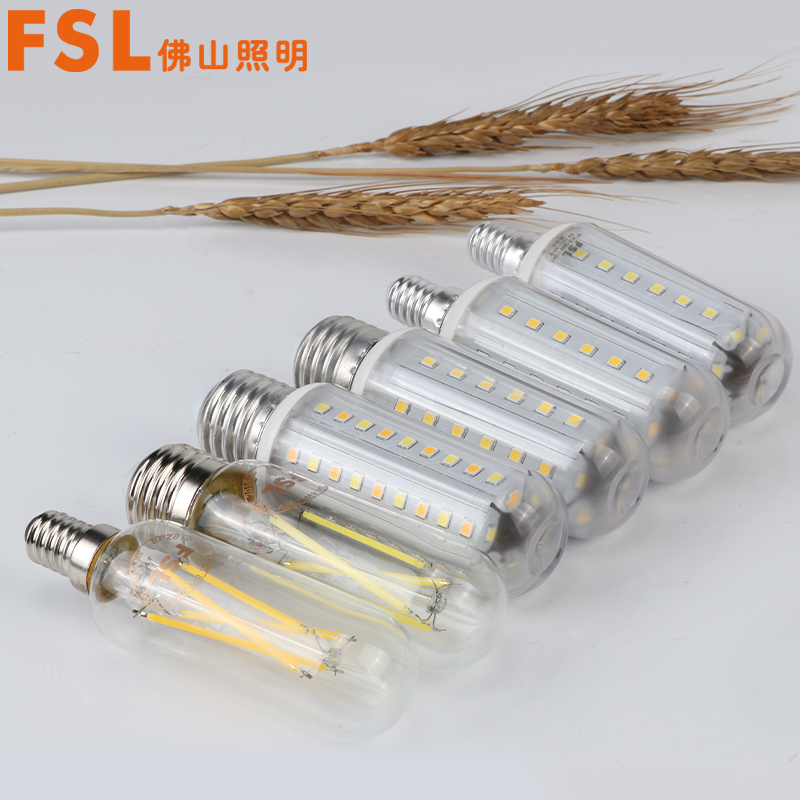Foshan lighting corn bulb super bright LED three color light translucent e27e14 small screw household column - shaped bulb energy saving lamp