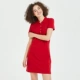 polo thể thao mùa hè của phụ nữ giản dị màu cổ áo váy polo là cotton mỏng dài tay ngắn tay váy Paul - váy đầm